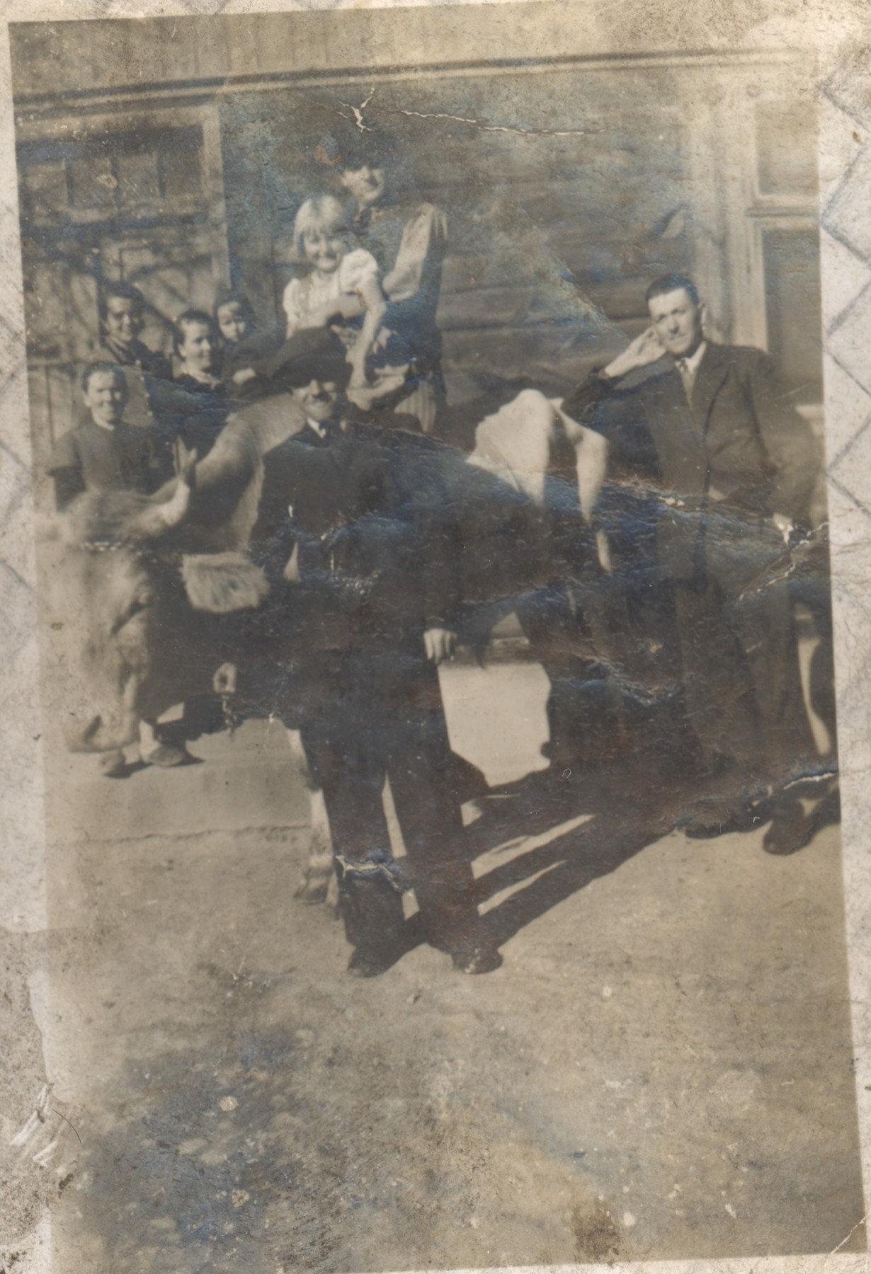 Historical Family Scene — before restoration