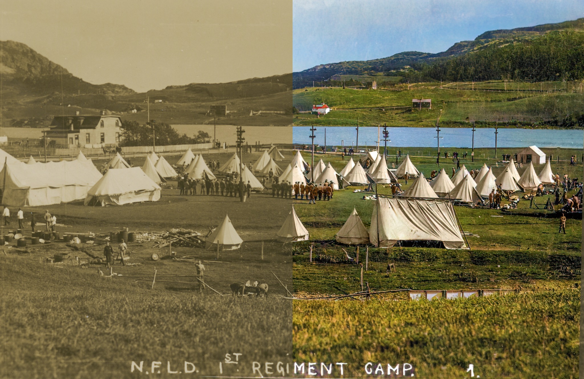 Newfoundland Regiment camp — restored archival image example